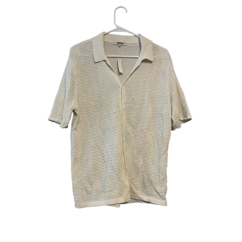 Madewell Open-Stitch Button-Up Sweater Polo in White Men’s Size M